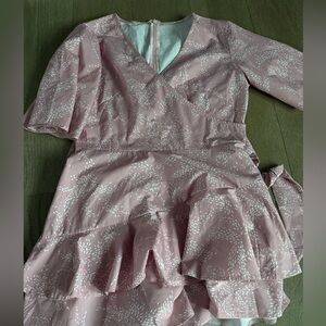 Pink Patterned Wrap Dress